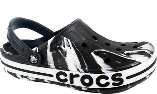 CROCS BAYABAND WHITE BLACK PRINTED WHITE