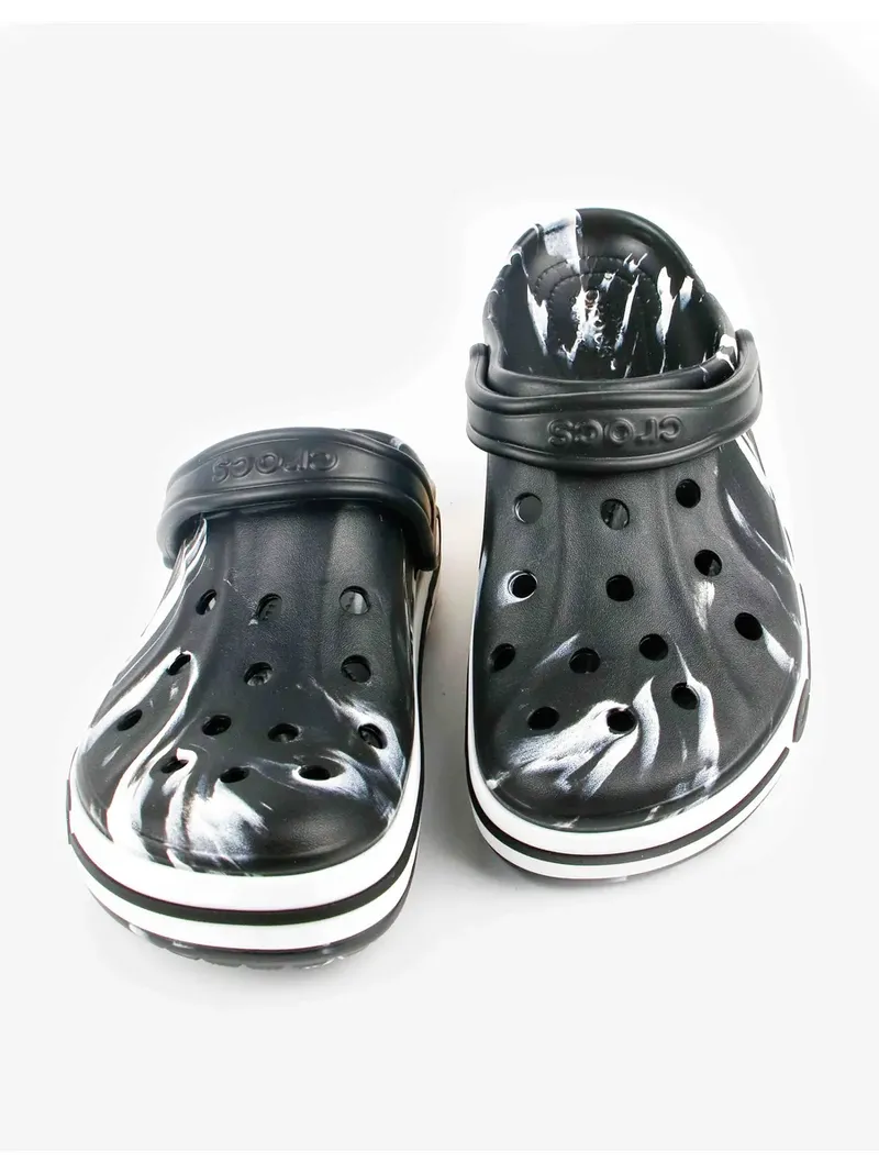 CROCS BAYABAND WHITE BLACK PRINTED WHITE