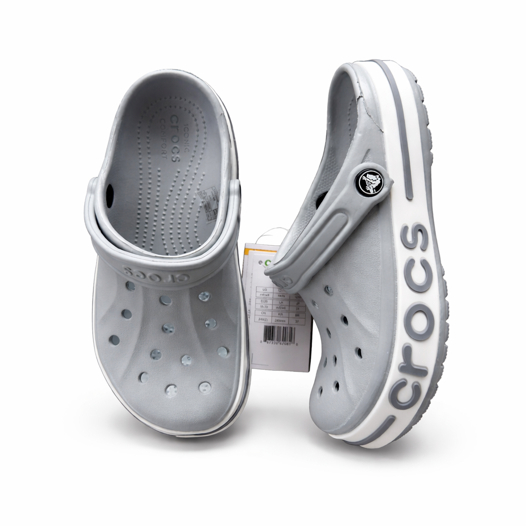 Crocs Grey Platform Clog – Lightweight Comfort Everyday Slip-On Shoes